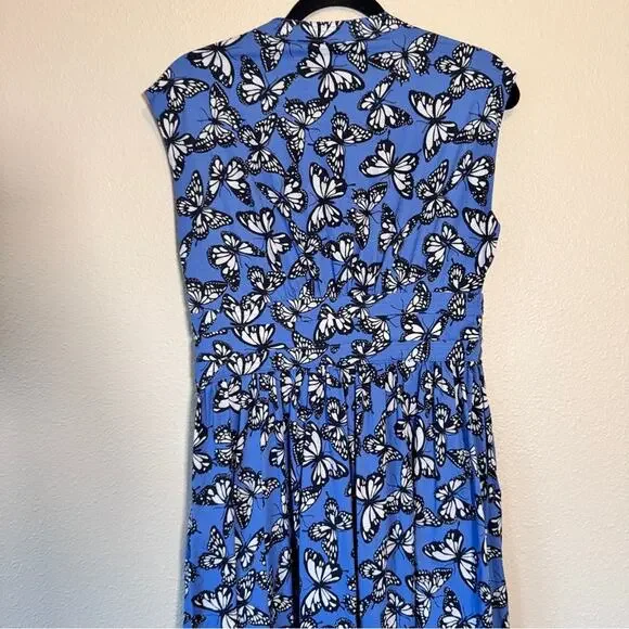 Kate Spade Butterfly Print Blue A Line Dress Womens 6 Modest Casual Knee Length Kate Spade Butterfly Print Blue A Line Dress Womens 6 Modest Casual Knee Length